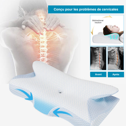 Oreiller Cervical 2 en 1 pour un sommeil réparateur et sans douleur