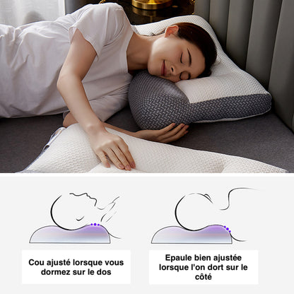 Oreiller Cervical 2 en 1 pour un sommeil réparateur et sans douleur