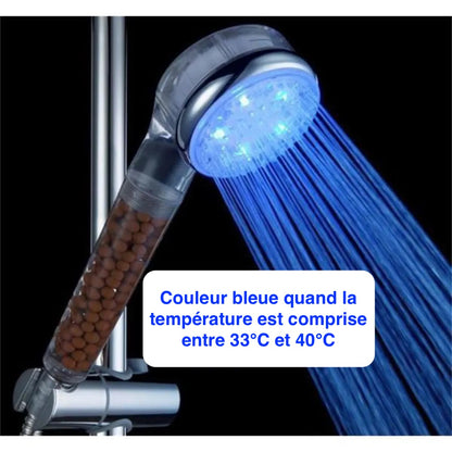 Pommeau de Douche Anti Calcaire LED Spa LED 3 Couleurs Selon La Température