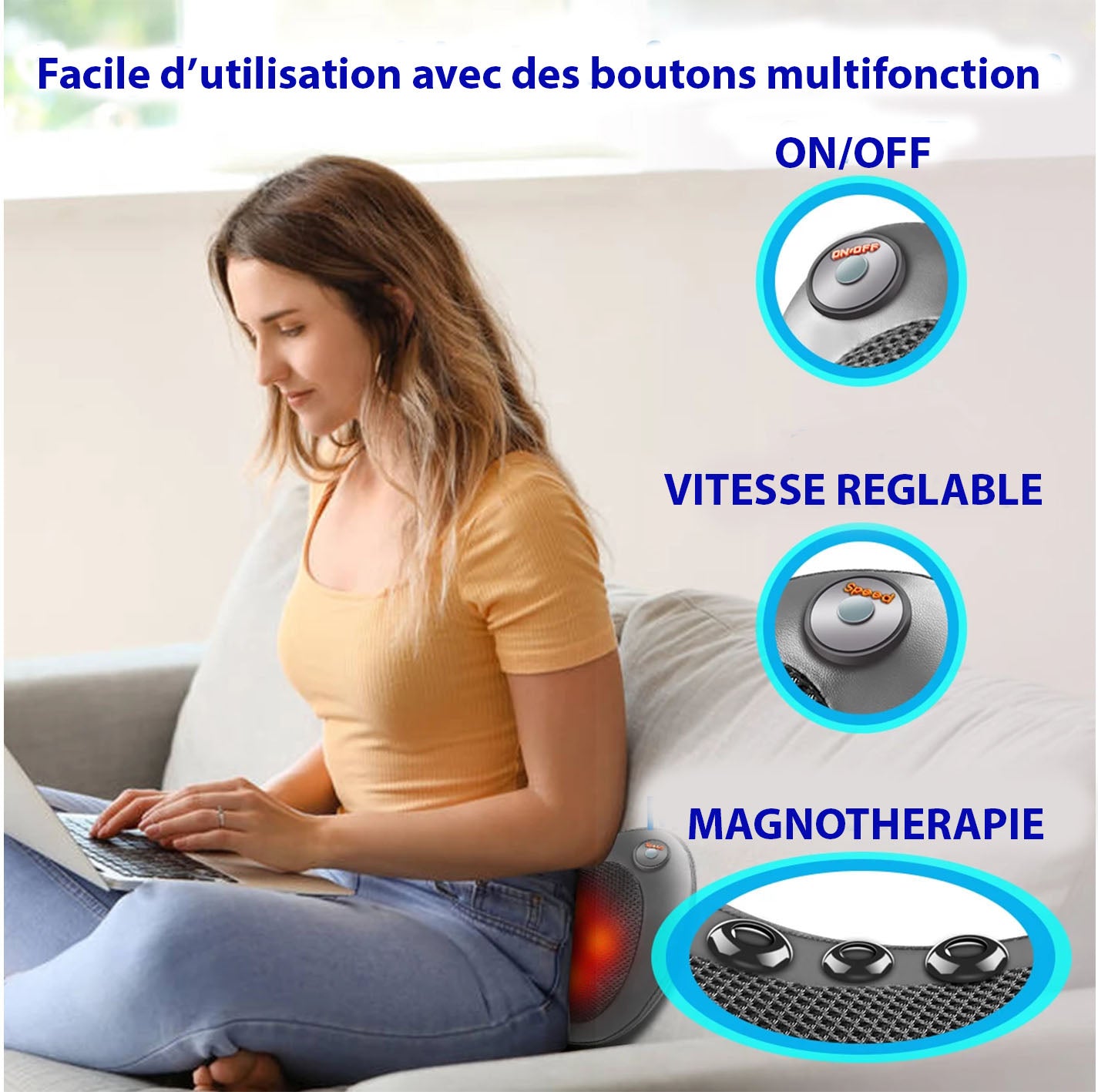 Coussin de massage Shiatsu - Chauffant - Électrique